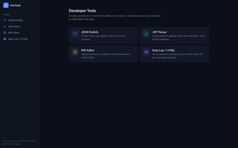 Tampilan aplikasi DevTools — Developer Tools