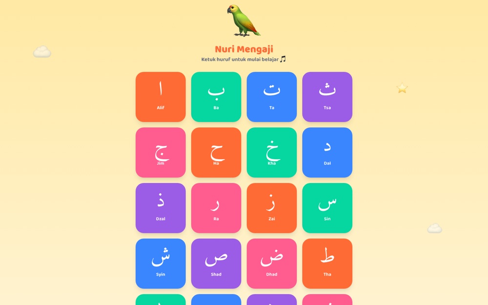 Tampilan aplikasi Nuri Mengaji — Education App