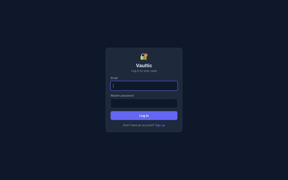 Tampilan aplikasi Vaultic — Security App